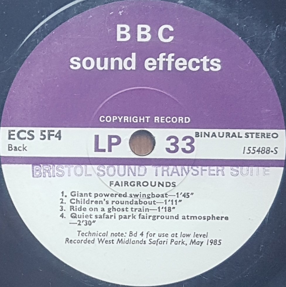 ECS 5F4 Fairgrounds Not registered from the BBC records and Tapes library Label